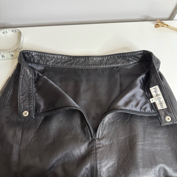 Paolo Santini - Vintage 100% Leather Black Mini Skirt - Size 4 - Picture 5 of 11